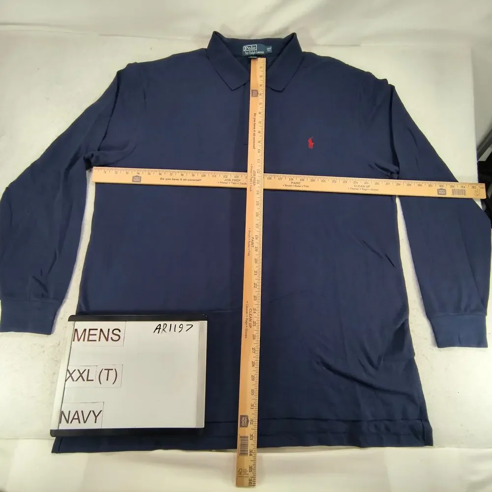 Polo by Ralph Lauren Collared Long Sleeve Polo Shirt Mens Size 2XLT Navy Red